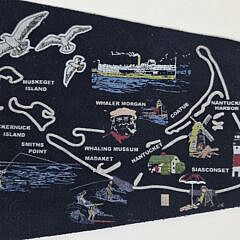 Vintage Pictorial Nantucket Island Map Pennant Flag, 20th century