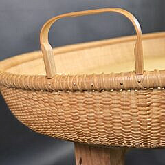 Vintage Oval Nantucket Basket Serving Tray Butlers Coffee Table, 20th century