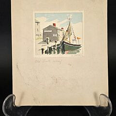Doris and Richard Beer Nantucket Watercolor on Paper “Old South Wharf”, Painting