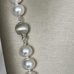 Fine 10mm x 12.7mm Lustrous White South Sea Pearl Opera Length Necklace