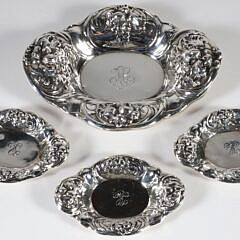 Four Sterling Silver Repousse Nut Dishes