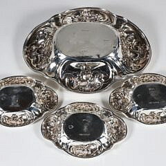 Four Sterling Silver Repousse Nut Dishes