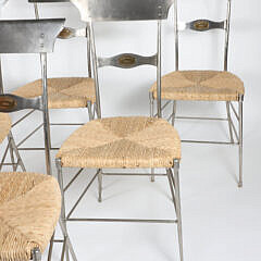 Set of Six Firenze 1863 Steel and Rush Seat Dining Chairs, Contemporary
