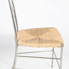 Set of Six Firenze 1863 Steel and Rush Seat Dining Chairs, Contemporary