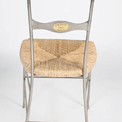 Set of Six Firenze 1863 Steel and Rush Seat Dining Chairs, Contemporary