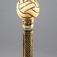 Early Whaler Made Turk’s Knot Turban Walking Stick, circa 1840s