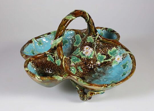 Antique George Jonas Majolica Strawberry Basket