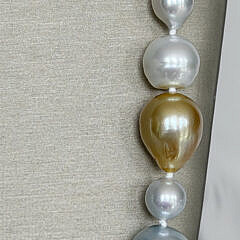 Fine 9mm x 16mm Gold and White south Sea Baroque Pearl Necklace