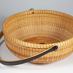 Jean M. Valerio Woven Shallow Round Swing Handle Nantucket Basket, circa 2014
