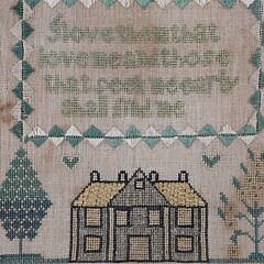 Embroidered School Girl’s Sampler, 19th Century, “I Love Them That Love Me and Those That Seek Me Early Shall Find Me”