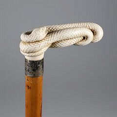 Carved Coiled Snake Grip Cane, 19th Century