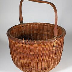 Antique Round Open Swing Handle Nantucket Basket