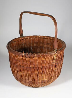 Antique Round Open Swing Handle Nantucket Basket