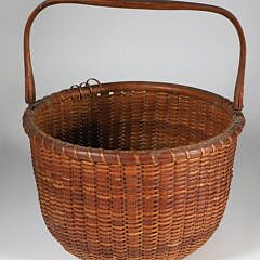 Antique Round Open Swing Handle Nantucket Basket