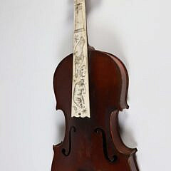 Antique Violin with Later Adapted Scrimshaw Bone Keys