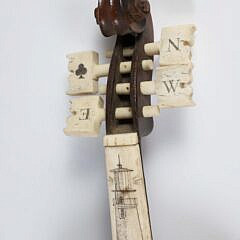 Antique Violin with Later Adapted Scrimshaw Bone Keys, Fingerboard and Tailpiece 