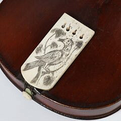 Antique Violin with Later Adapted Scrimshaw Bone Keys, Fingerboard and Tailpiece 