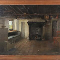 George Henry Hall Oil on Canvas "Interior Scene"