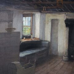 George Henry Hall Oil on Canvas “Interior Scene”