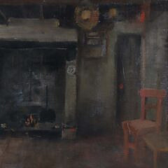 George Henry Hall Oil on Canvas “Interior Scene”