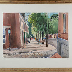 Edward Balger Vintage Mid Century Nantucket Watercolor “View of Upper Main Street”