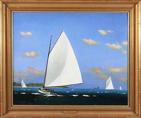 Vern Broe Oil on Board "Island Day Trip"