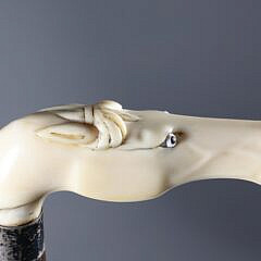 Carved Wood and Antique Ivory Horse Grip Cane, 19th Century