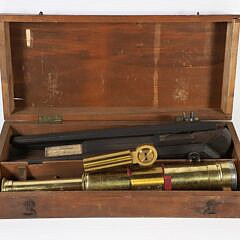 Brass and Wood Table Top Telescope in Fitted Box, 19th Century