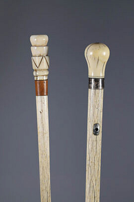 75-7000 Two 19th Century Whaler Made Knob Walking Sticks A 5207 JPG