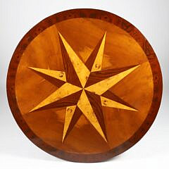 Antique Compass Rose Multi-Wood Inlaid Center Table