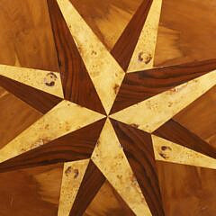 Antique Compass Rose Multi-Wood Inlaid Center Table