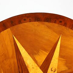 Antique Compass Rose Multi-Wood Inlaid Center Table