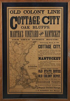 Old Colony Line Cottage City Oak Bluffs, Martha Vineyard and Nantucket Poster, Boston 1886