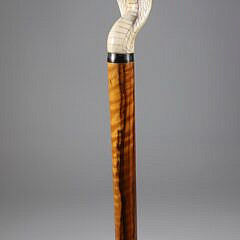 Carved and Engraved Rearing Cobra Grip Walking Stick, 19th Century