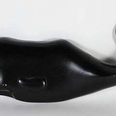 Vintage Carved Wood Whale Initialed R.J.