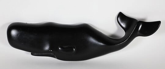 Vintage Carved Wood Whale Initialed R.J. 