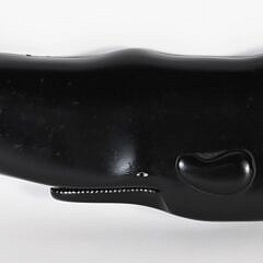 Vintage Carved Wood Whale Initialed R.J. 
