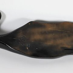 Vintage Carved Wood Whale Initialed R.J. 