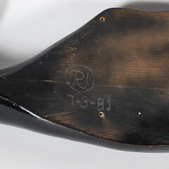 Vintage Carved Wood Whale Initialed R.J. 