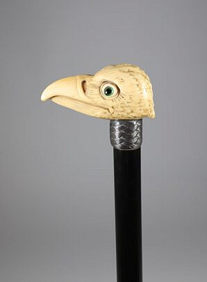 Carved Eagle Head Grip Walking Stick, 19th Century