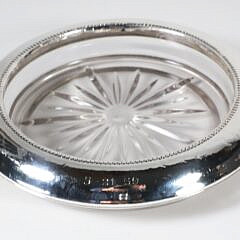 Six Silver Plated Wine Coasters with Sterling Rim