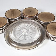 Six Silver Plated Wine Coasters with Sterling Rim