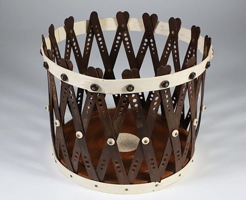 Contemporary Bone and Wood Knitting Basket