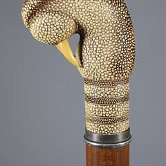 Shagreen Walrus Head Grip Walking Stick, 19th Century