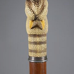 Shagreen Walrus Head Grip Walking Stick, 19th Century