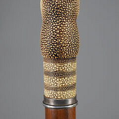 Shagreen Walrus Head Grip Walking Stick, 19th Century
