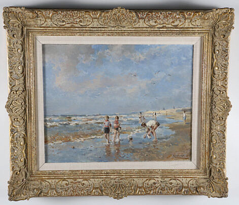 Oil on Panel "Beach Scene"