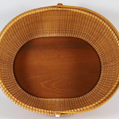 Bill and Judy Sayle Large Oval Open Swing Handle Knitting Basket circa 1983