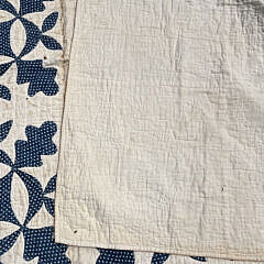 Antique Indigo Blue and White Calico Applique Quilt, 19th Century