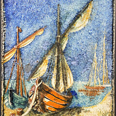 Vintage Karlsruher Majolika Nautical Ceramic Wall Tile, circa 1960s